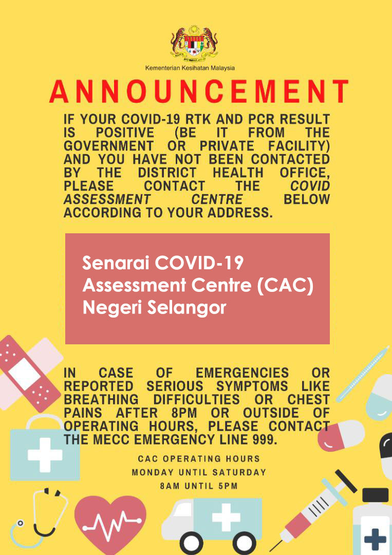 Selangor-Senarai Covid Assessment Centre (CAC)